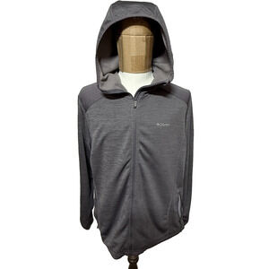 Columbia Hoodie Mens 2X Gray Marled Full Zip Thumbholes Jacket Running Outdoors
